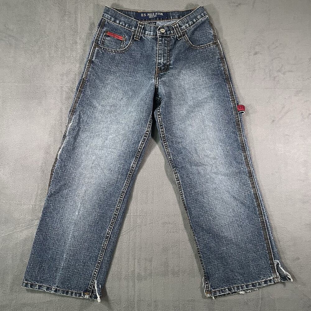 U.S. Polo Assn Kids Unisex Size 10 Carpenter Jeans Cargo Denim Cropped Y2K